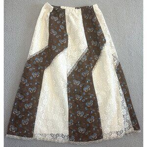 Vintage 70s Maxi Skirt Floral Lace Prairie Western Cottage